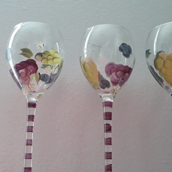 ❤❤🏡 NEW 3 SET GLASS OF WINE HAND PAINTED.  C 30 - Picture 11 of 14